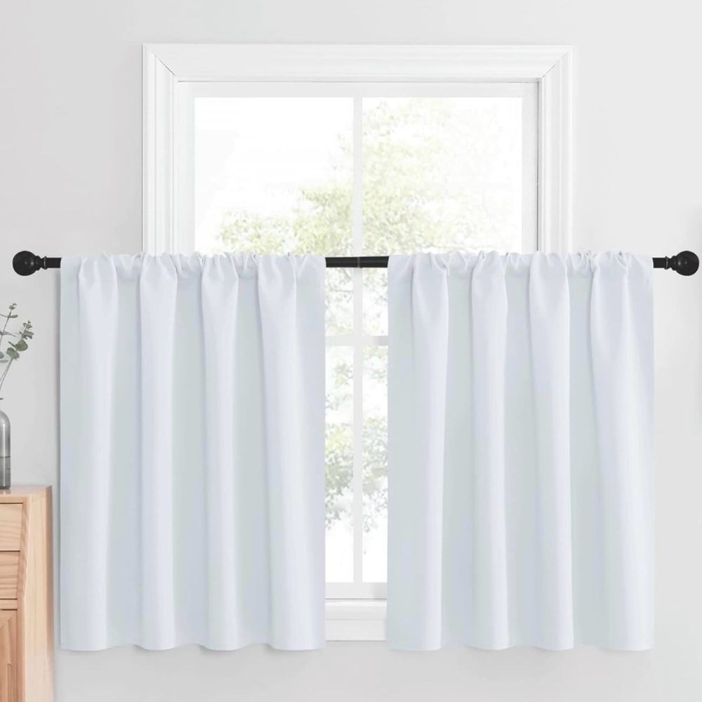 Elegant Room Darkening Window Curtains-Greyish White-Set of 2 Panels-W42” x L36”